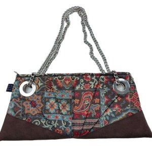 1154 Lill Studio Brown Pleated Patchwork Shoulder Crossbody Bag